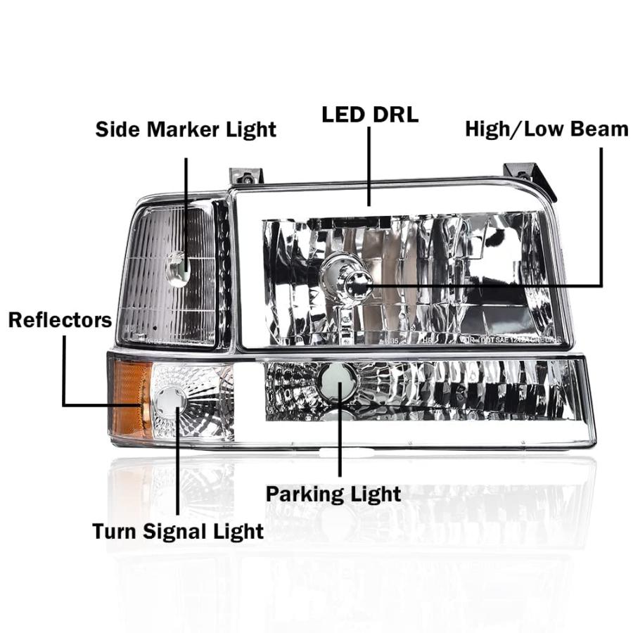 G PLUS LED DRLヘッドライト 1992 1993 1994 1995 1996 フォード ブロンコ F150 F250 並行輸入品の画像