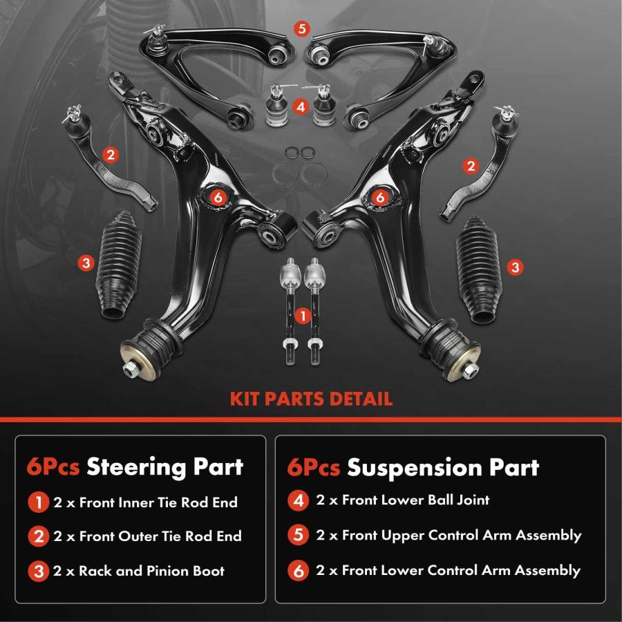 A Premium Set of 12, Front Upper Lower Control Arm, Lower Ball J 並行輸入品の画像