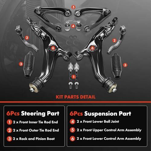 A Premium Set of 12, Front Upper Lower Control Arm, Lower Ball J 並行輸入品の画像