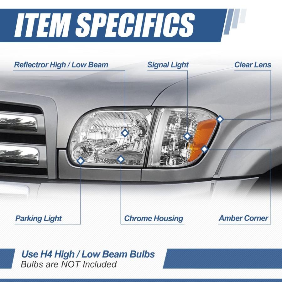 Auto Dynasty 4Pcs Factory Style Headlights Assembly and Bumper L 並行輸入品の画像