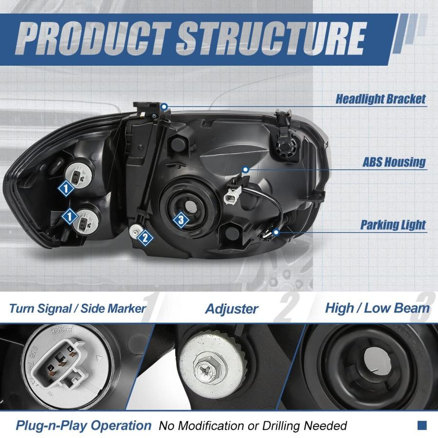 Auto Dynasty 4Pcs Factory Style Headlights Assembly and Bumper L 並行輸入品の画像