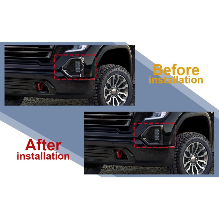 【並行輸入品】COOL STAR フロントフォグライト アウターベゼルカバー 2019 2021 GMC Sierra 1500 4ドア Denの画像