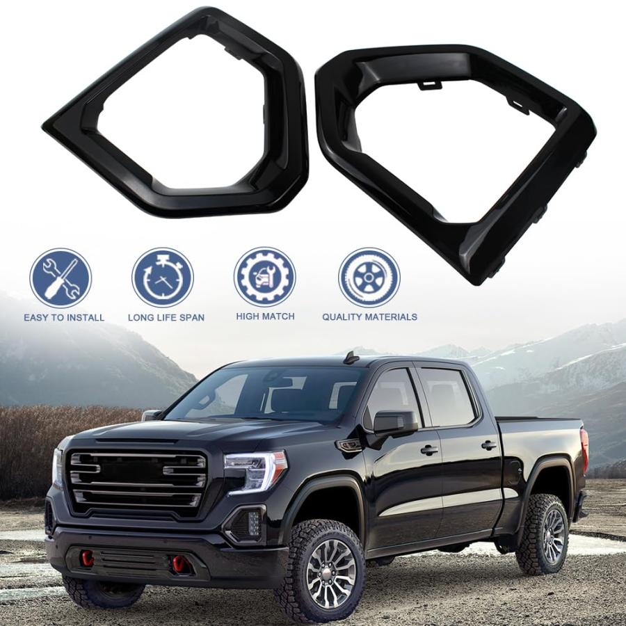 【並行輸入品】COOL STAR フロントフォグライト アウターベゼルカバー 2019 2021 GMC Sierra 1500 4ドア Denの画像
