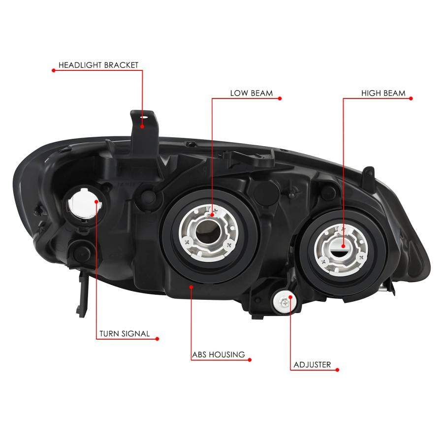 【並行輸入品】DNA MOTORING 左 OEスタイル ヘッドライト 04 05 ホンダ シビック クーペ セダン対応 クロームハウジング クの画像