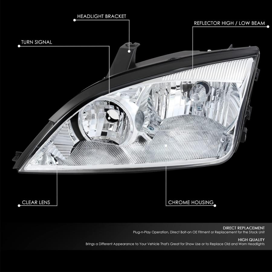 【並行輸入品】DNA MOTORING 左 OEスタイル ヘッドライト 2005 2007 Focus Excludes SVT、クローム/クリ_5