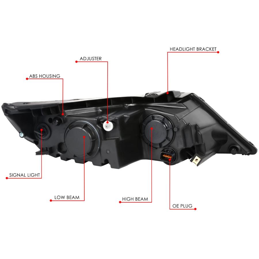 DNA MOTORING 左 OEスタイル プロジェクターヘッドライト 11 13 Kia Sorento対応 ブラック/クリアレ 並行輸入品の画像