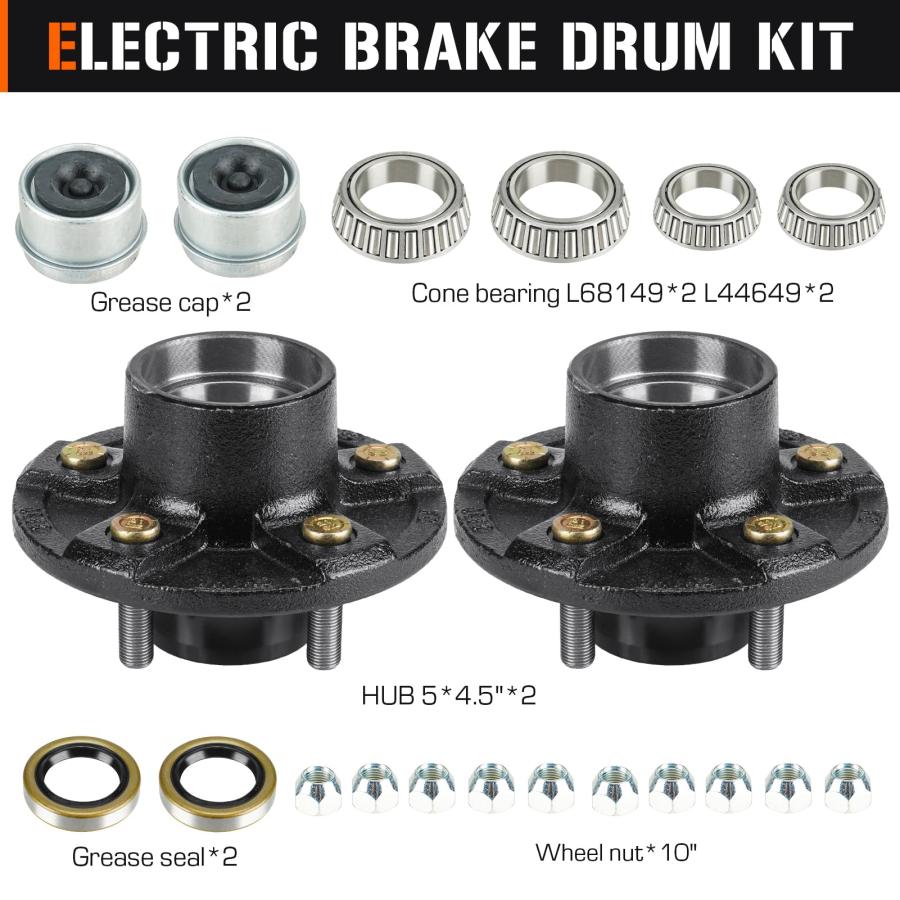AEagle 2セット 5オン4.5インチボルトサークルトレーラーハブ 5ラグ