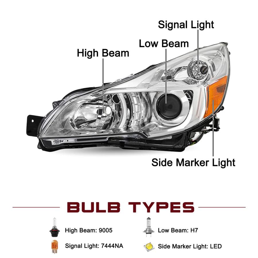 JSBOYAT Headlight Assembly Replacement for 10 14 Subaru Legacy/O 並行輸入品の画像