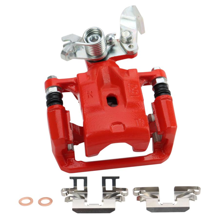 TRQ Rear Right Brake Caliper w/Bracket Performance Red Passenger 並行輸入品_3