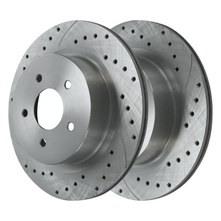 AutoShack Pair of 2 Front Drilled and Slotted Brake Rotors Silve 並行輸入品の画像