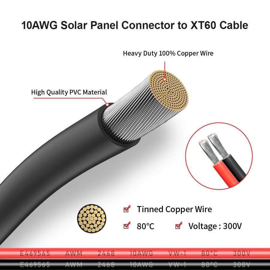 10AWG XT60延長ケーブルソーラーパネルコネクターからXT60コネクタへポータブル発電所リバー600ソーラー 【次回】 並行輸入品
