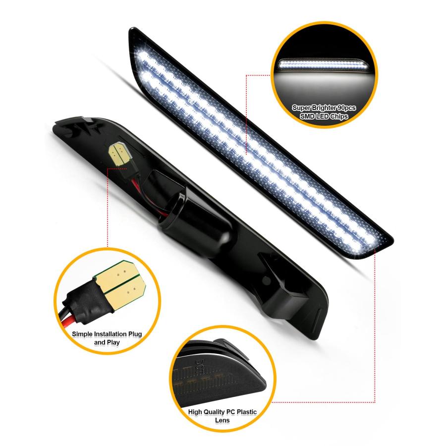 NEIFILES LEDサイドマーカーライト フォードマスタング 2010 2014 フロントリアスモークレンズ フェンダーバンパ 並行輸入品の画像