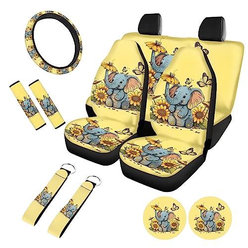 日産純正カ ZFRXIGN Elephant Sunflower Car Seat Cover Full Sets for Women St 並行輸入品