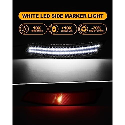 NEIFILES LEDサイドマーカー ホワイトライト シボレー カマロ 2016 2023 フロントリアバンパーフェンダーランプ 並行輸入品の画像