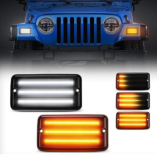 SUPAREE バンパー シーケンシャル LED ウインカー ライト アンバー ホワイト DRL ジープ ラングラー TJ 199 並行輸入品の画像