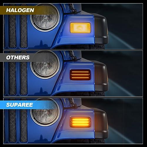 SUPAREE バンパー シーケンシャル LED ウインカー ライト アンバー ホワイト DRL ジープ ラングラー TJ 199 並行輸入品の画像