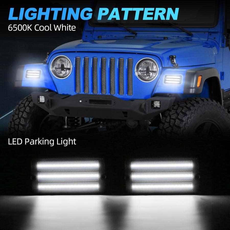 SUPAREE バンパー シーケンシャル LED ウインカー ライト アンバー ホワイト DRL ジープ ラングラー TJ 199 並行輸入品の画像