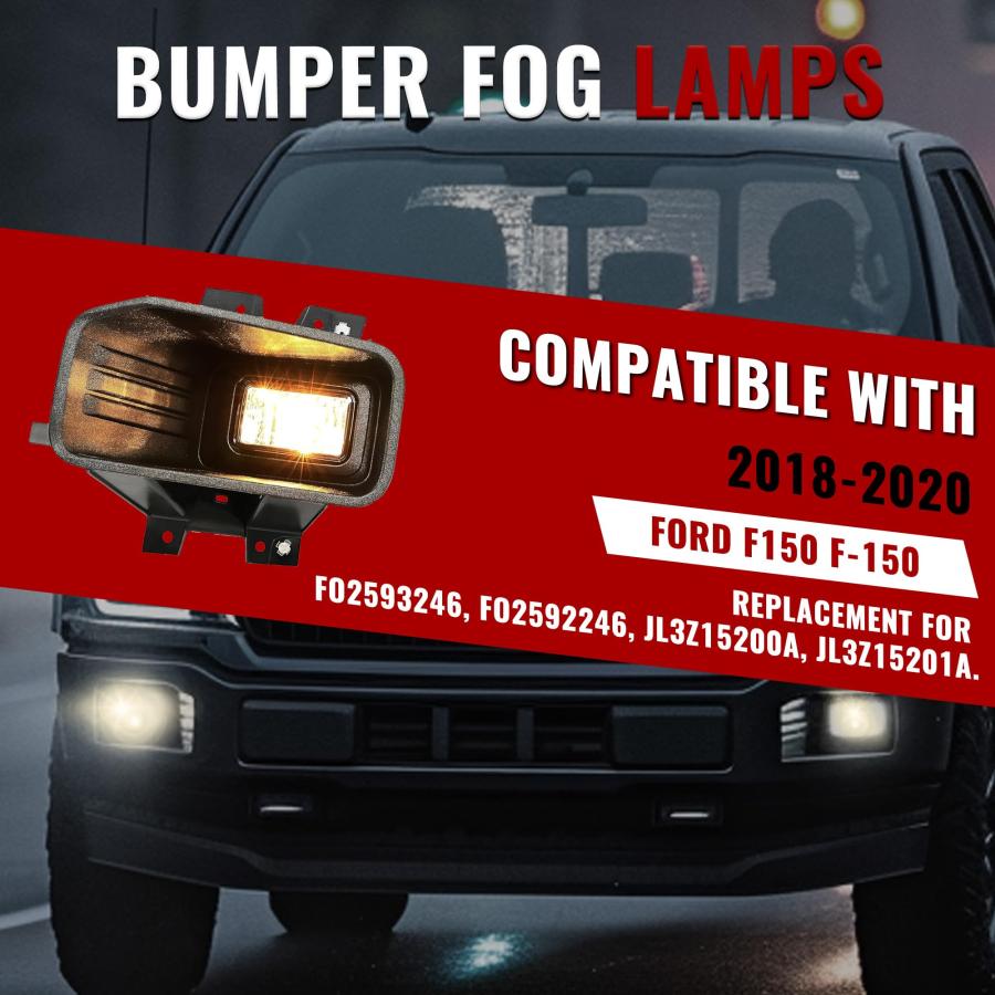 HECASA フォグライト ペア 2018 2020 フォード F150 F 150 交換用 FO2593246 FO259224 並行輸入品の画像