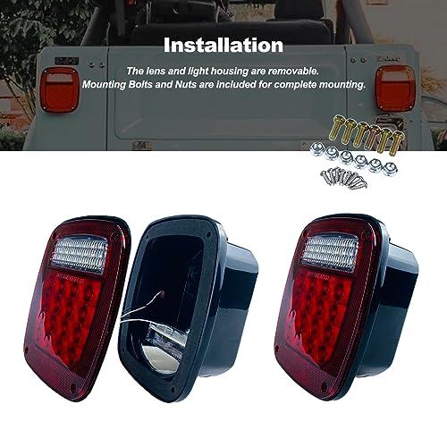 【並行輸入品】テールライト アセンブリ 交換用 1979 2006 ラングラー TJ YJ CJ5 CJ7 レッド スクエア リアコンビネーショの画像