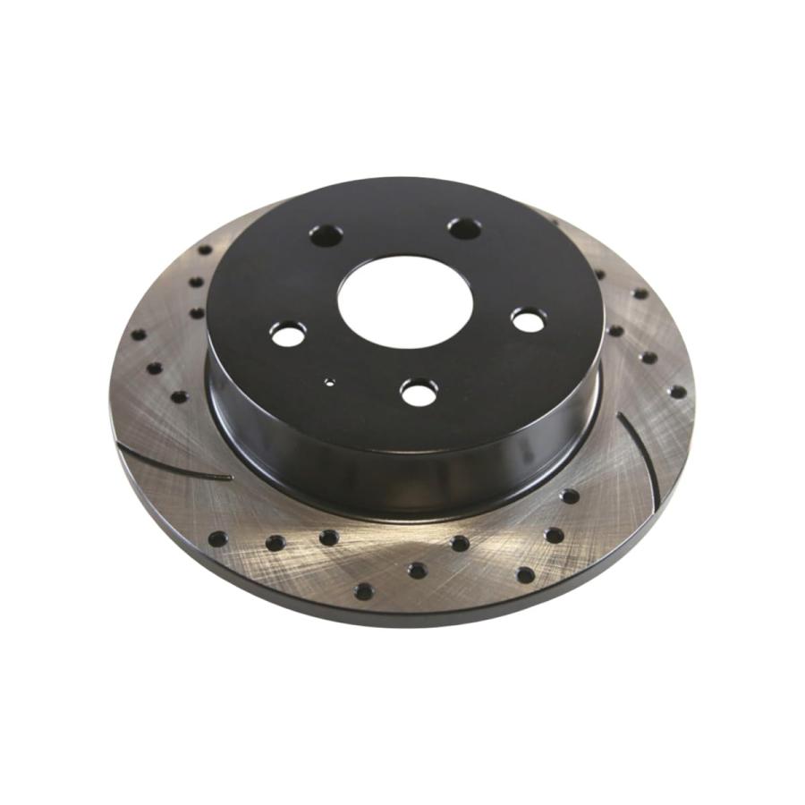 AutoShack Pair of 2 Rear Drilled Slotted Brake Rotors Black Driv 並行輸入品の画像