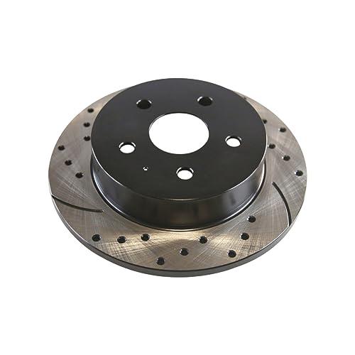 AutoShack Pair of 2 Rear Drilled Slotted Brake Rotors Black Driv 並行輸入品の画像