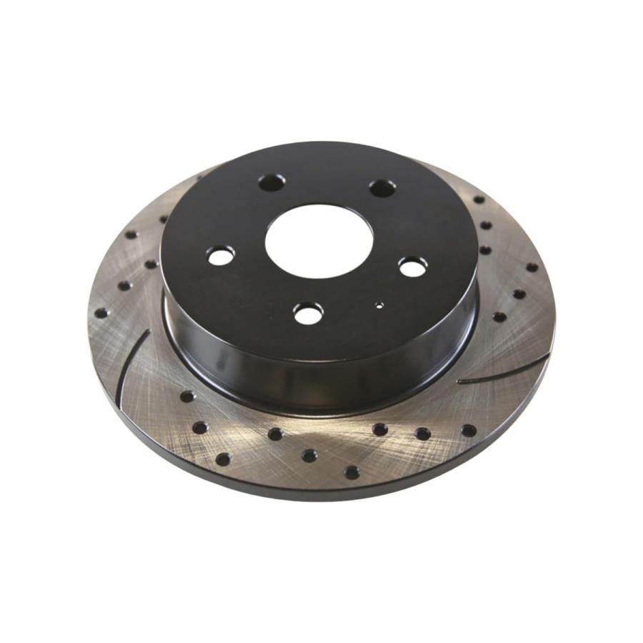 AutoShack Pair of 2 Rear Drilled Slotted Brake Rotors Black Driv 並行輸入品の画像