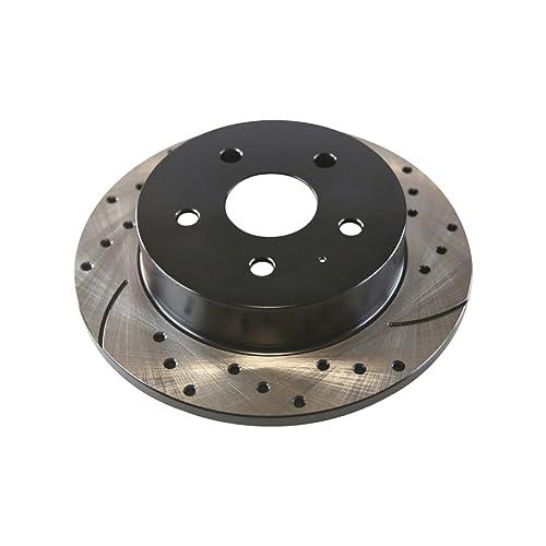 AutoShack Pair of 2 Rear Drilled Slotted Brake Rotors Black Driv 並行輸入品の画像