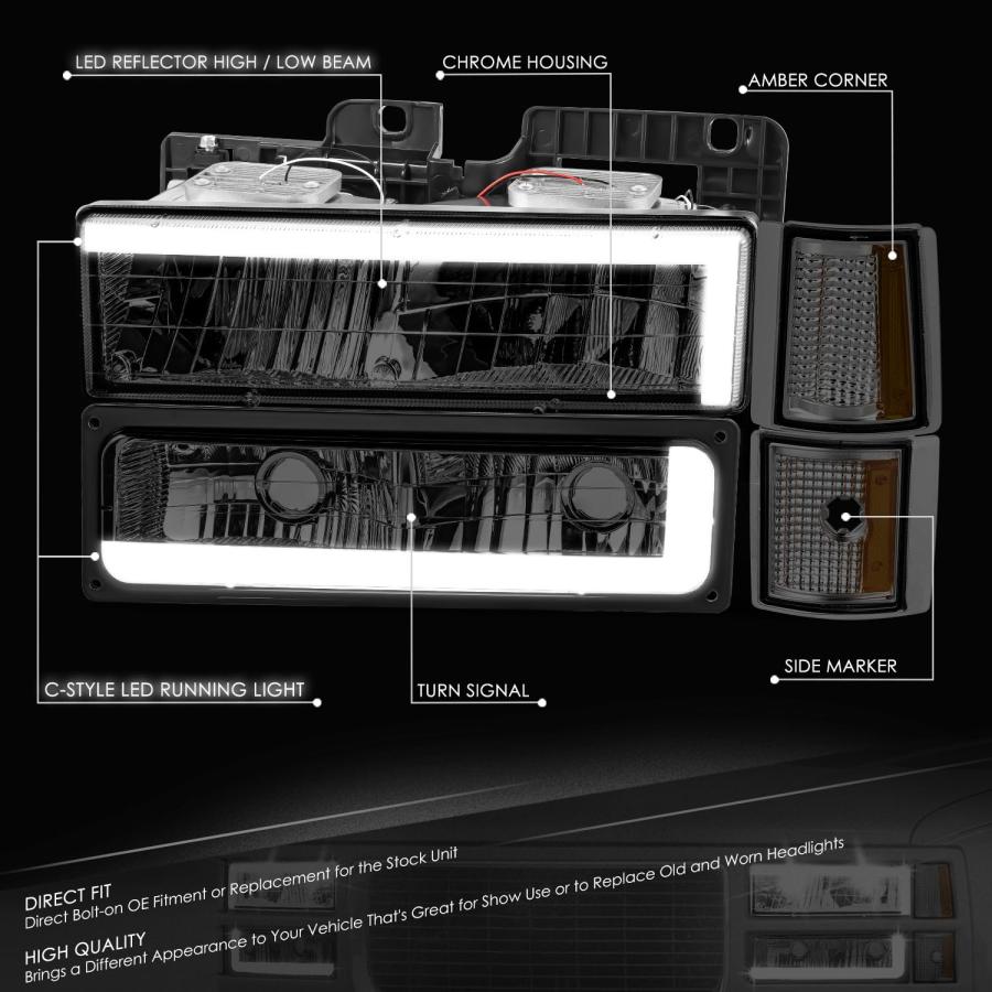 【並行輸入品】DNA MOTORING Cスタイル LED DRLヘッドライト+バンパーシグナル+コーナーランプセット 92 99 Chevy_3