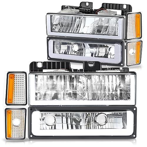 【並行輸入品】DNA MOTORING Uスタイル LED DRLヘッドライト+バンパーシグナル+コーナーランプセット 88 93 Chevyの画像