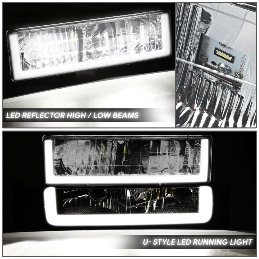 【並行輸入品】DNA MOTORING Uスタイル LED DRLヘッドライト+バンパーシグナル+コーナーランプセット 88 93 Chevyの画像