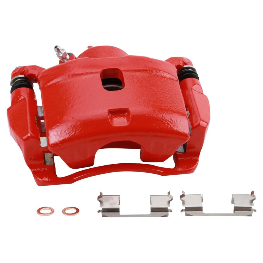 TRQ Front Left Right Brake Caliper w/Bracket Performance Red Dri 並行輸入品