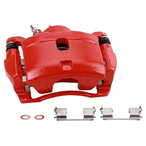 TRQ Front Left Right Brake Caliper w/Bracket Performance Red Dri 並行輸入品