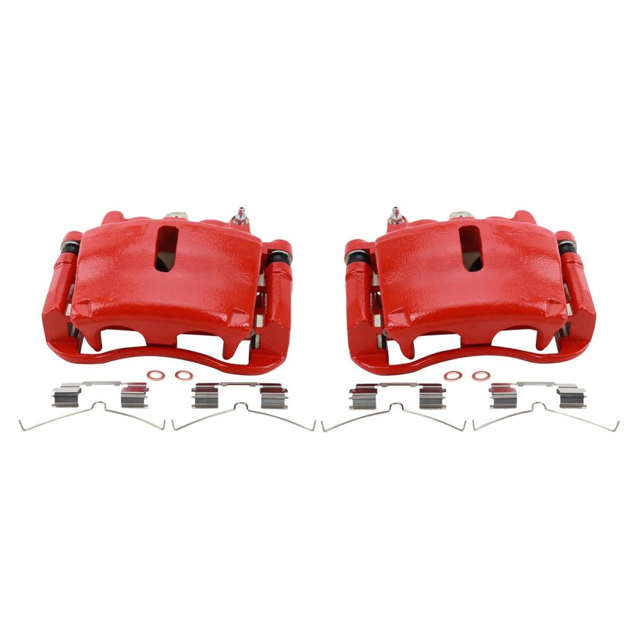 TRQ Front Performance Brake Caliper Set Red Compatible with 2004 並行輸入品の画像