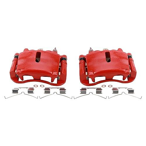 TRQ Front Performance Brake Caliper Set Red Compatible with 2004 並行輸入品の画像