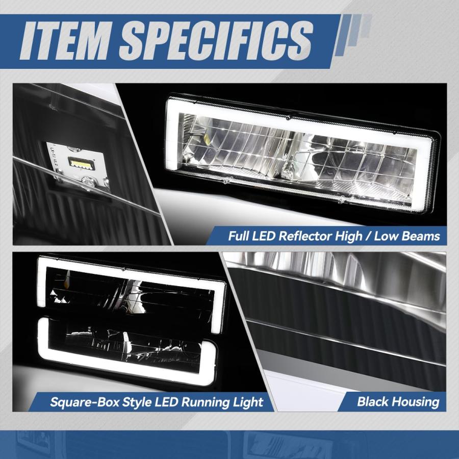 【並行輸入品】 Auto Dynasty LED DRL Headlights Assembly Compatible with 1988 19の画像