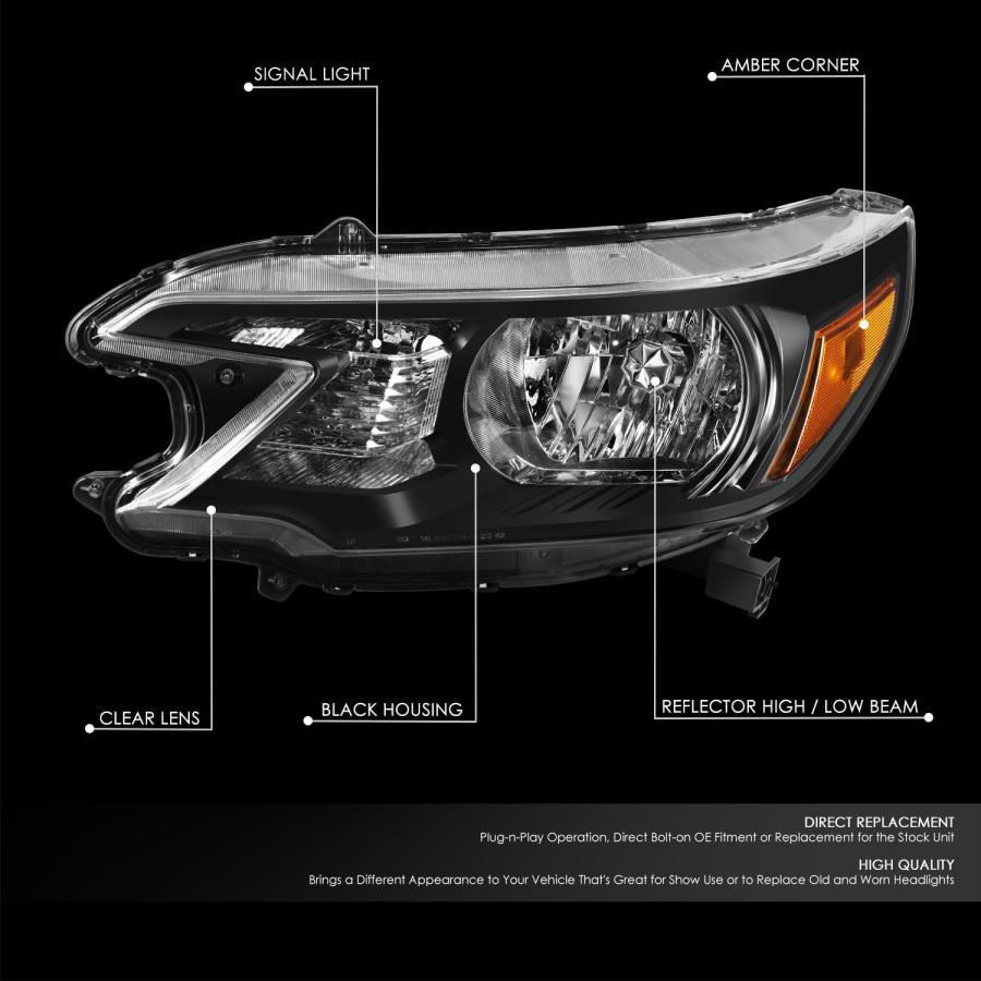 【並行輸入品】DNA MOTORING 左 OEスタイル ヘッドライト 2012 2014 ホンダ CR V OEM HL 0227 L に対応_3