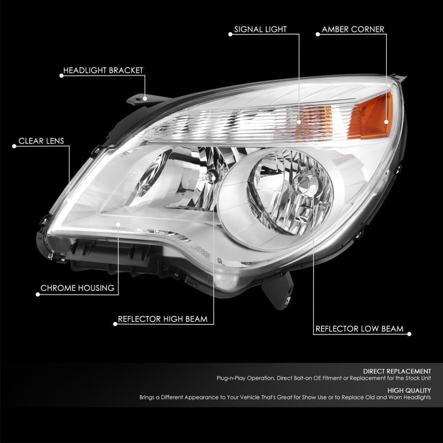 【並行輸入品】DNA MOTORING 左 OEスタイル ヘッドライト 2010 2015 Chevy Equinox LS LTに対応 OEMの画像