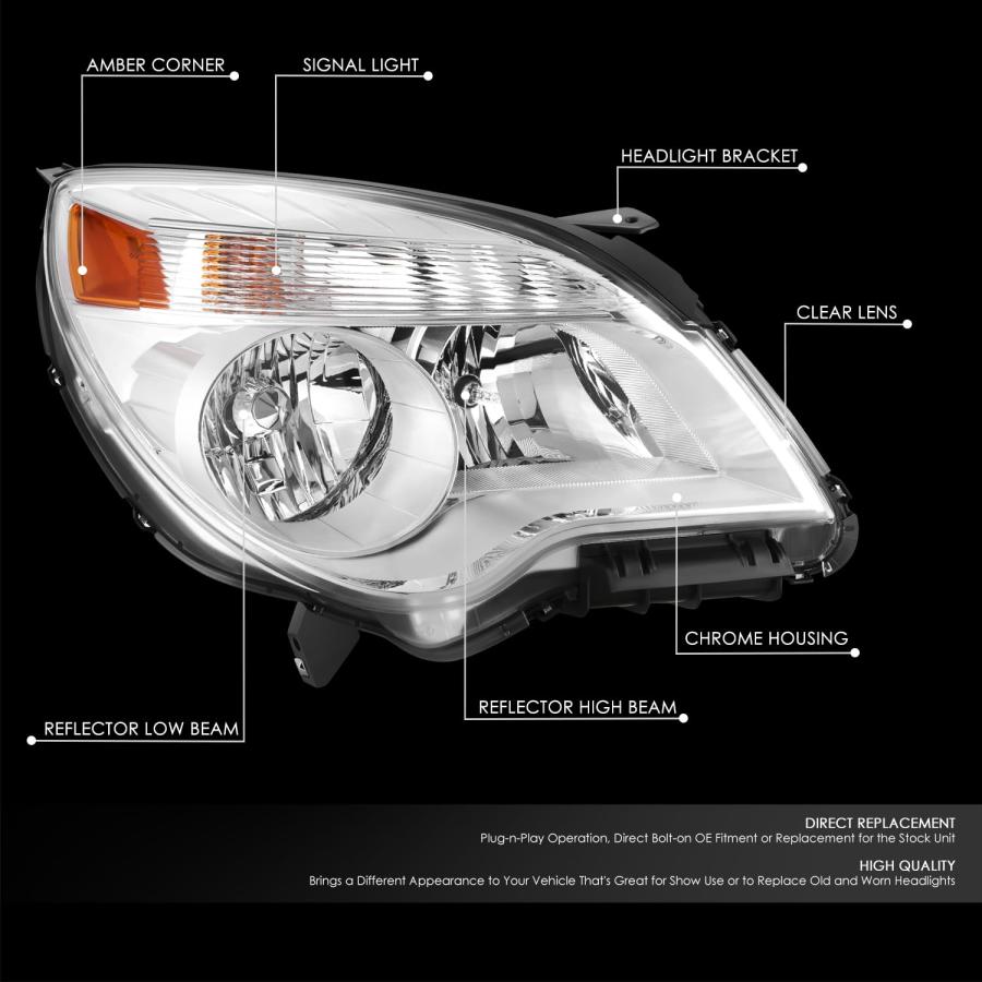 【並行輸入品】DNA MOTORING 右 OEスタイル ヘッドライト 2010 2015 Chevy Equinox LS LTに対応 OEMの画像