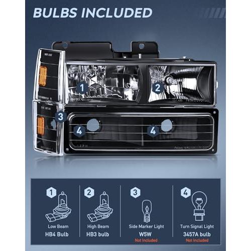 【並行輸入品】 Nilight Headlight Assembly Compatible with 1988 1989 1990 1991 1の画像