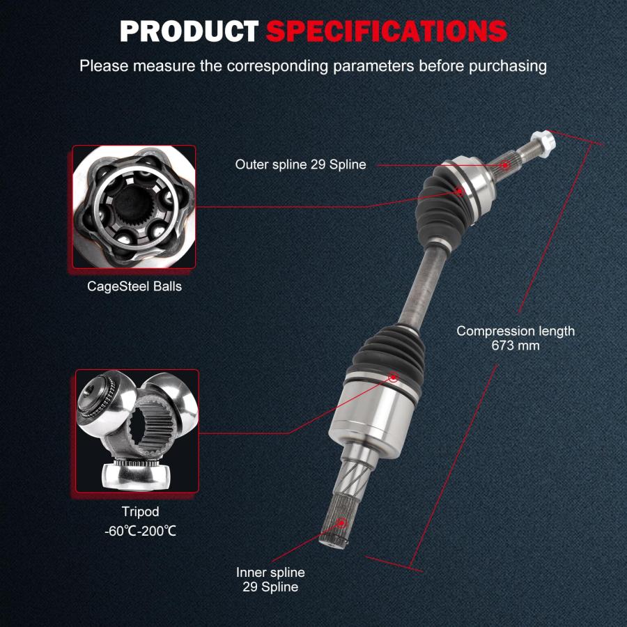 cciyu 66 3417 Front Left CV Axle Shaft Assembly For Jeep For Com 並行輸入品