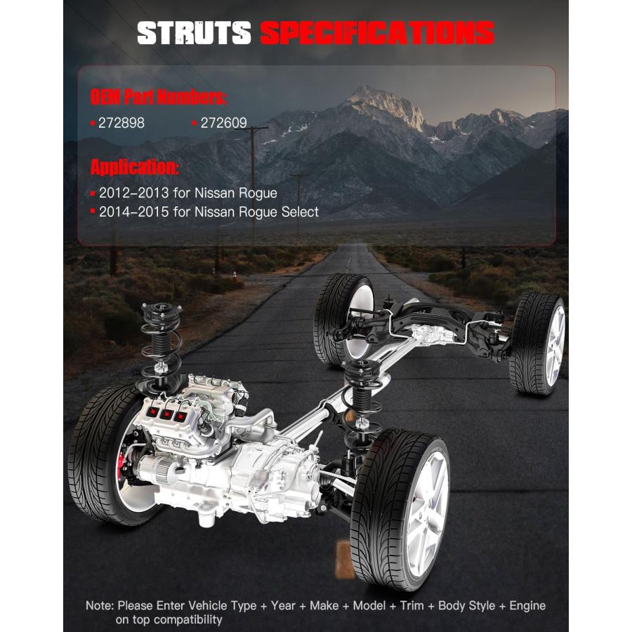 【並行輸入品】 GDSMOTU Front Complete Struts \u0026 Coil Spring Assembly Compatibleの画像