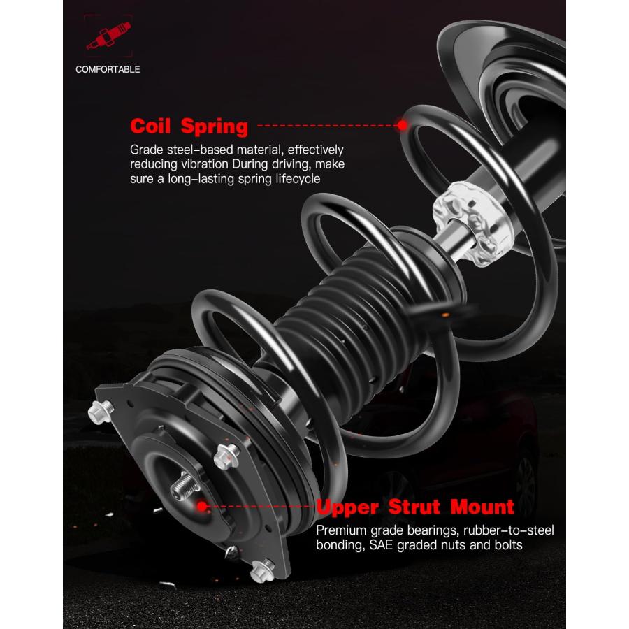 【並行輸入品】 GDSMOTU Front Complete Struts \u0026 Coil Spring Assembly Compatibleの画像