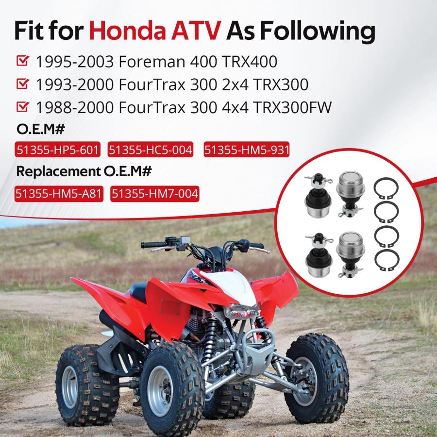 Pair Of Upper Or Lower Ball Joints – Fits Honda TRX300FW Fourtrax 300 4x4 1988-2000