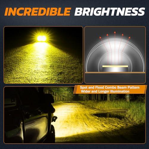 【並行輸入品】 Rfroad Lighting Yellow LED Pods Lights, 3 Inch 40W Ditch Lights_7