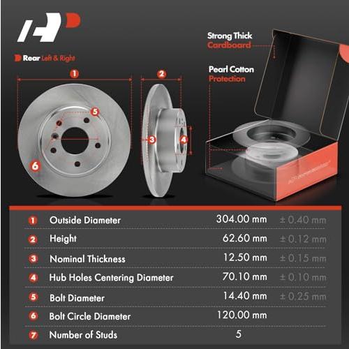A Premium 11.96 inch (304mm) Rear Solid Disc Brake Rotors + Cera 並行輸入品の画像