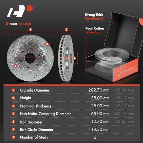 A Premium 11.13 inch (282.7mm) Front Drilled and Slotted Disc Br 並行輸入品の画像
