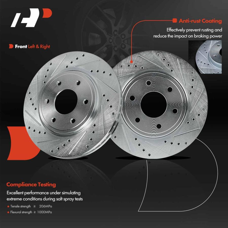 A Premium 11.13 inch (282.7mm) Front Drilled and Slotted Disc Br 並行輸入品の画像