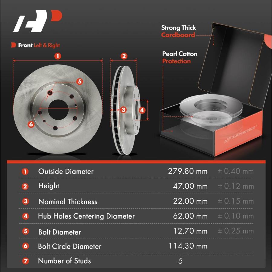ブランド登録なし - A Premium 11.01 インチ (279.8 粍) Front Vented Disc Brake Rotors + C 並行輸入品