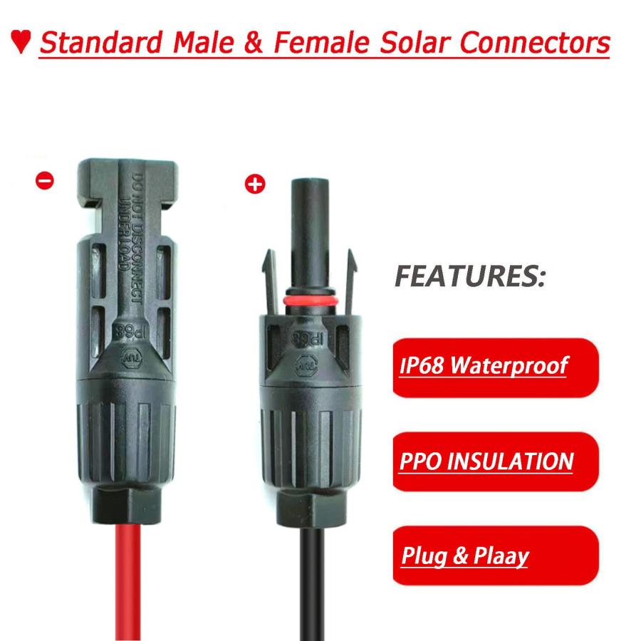 12AWG 50フィート ソーラーパネルキット 充電ケーブル XT60iコネクターアダプター ポータブル発電所 並行輸入品 【機内】