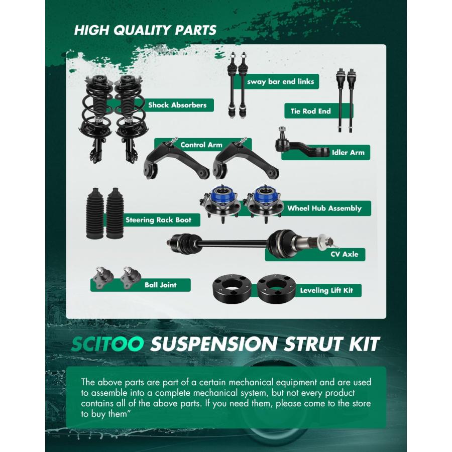 【並行輸入品】 SCITOO Strut Shock for 2010 2018 for Ford Flex 2013 2018 for Forの画像